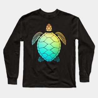 Cute Turtle Loves The Beach - Yeah Save The Sea Turtle Black Long Sleeve T-Shirt